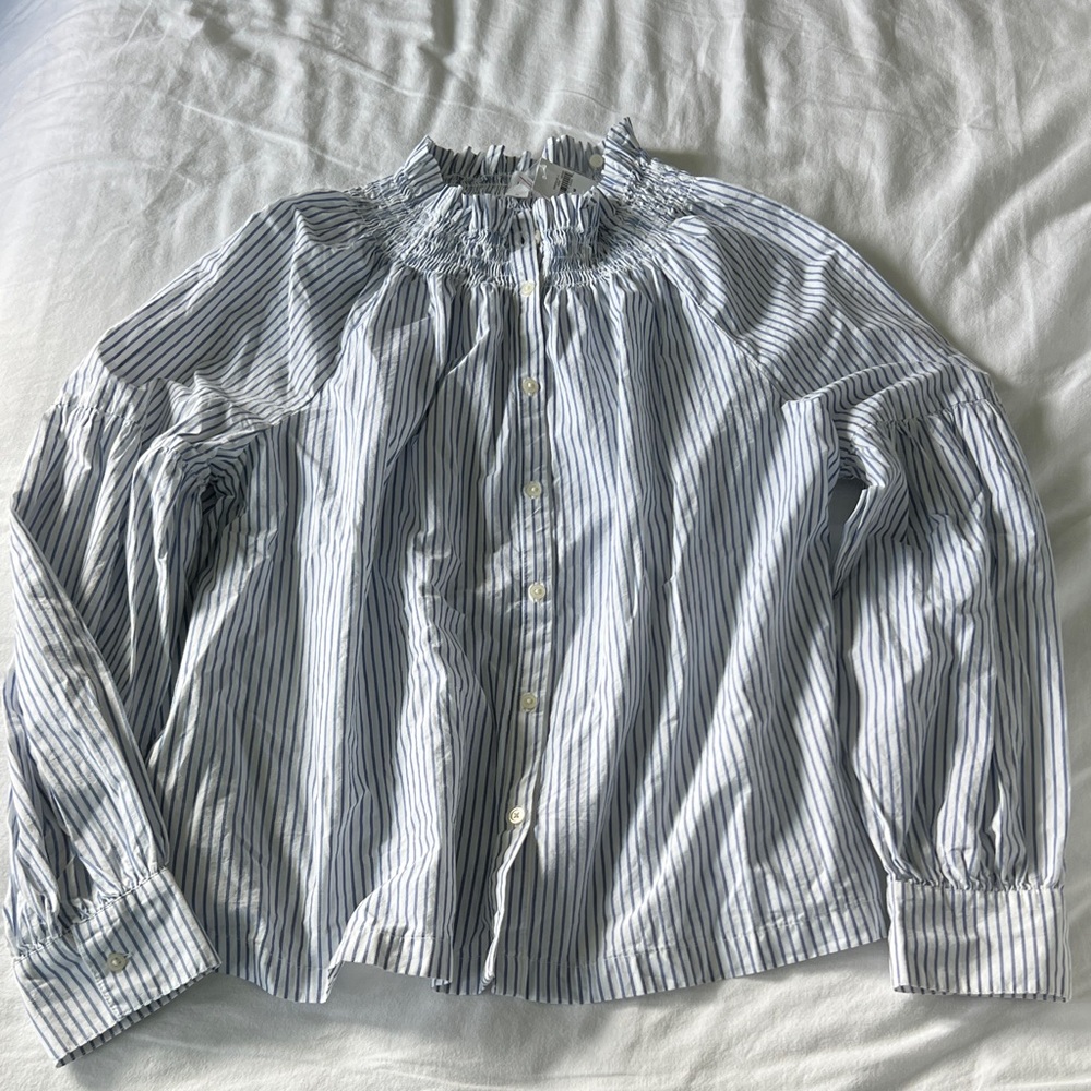 NWT GAP Blue and White Striped Blouse